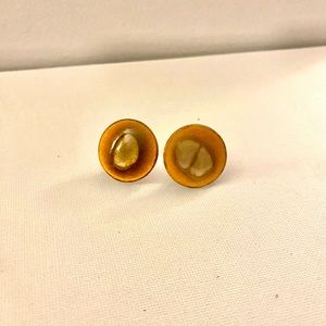 Brown/Purple Vintage Handmade K. Dennings Screw-On Earrings